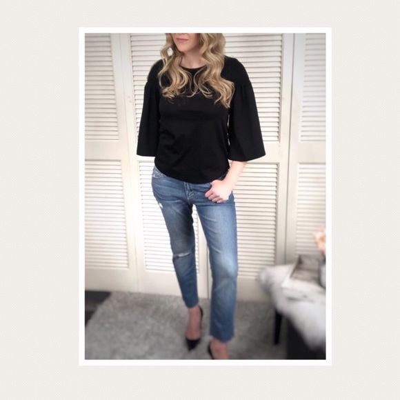 Anne Klein Tops - Anne Klein Black Bell Sleeve Blouse